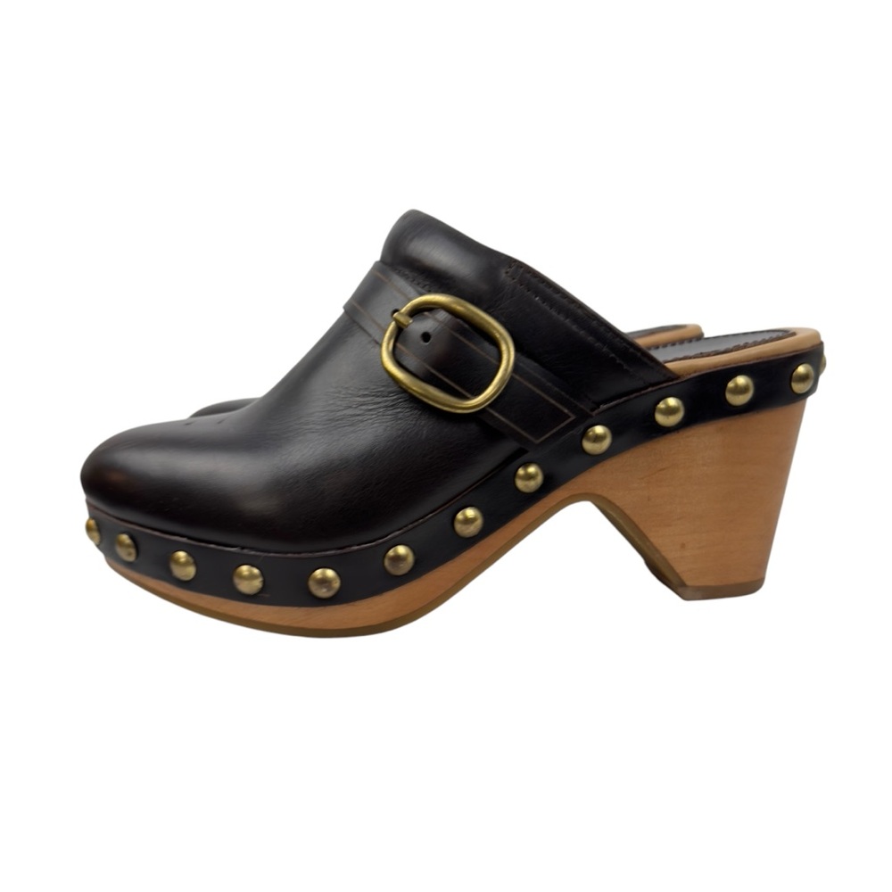 Isabel Marant Tamara Brown Leather Studded Platform Clogs Size 39 Slip on - Picture 6 of 16